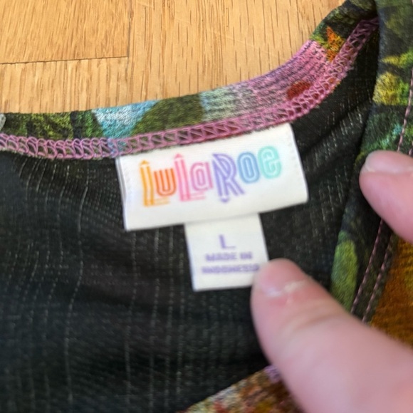 LuLaRoe Amelia Watercolor Spring Floral Print Multi Color Dress Large Green - Picture 4 of 6